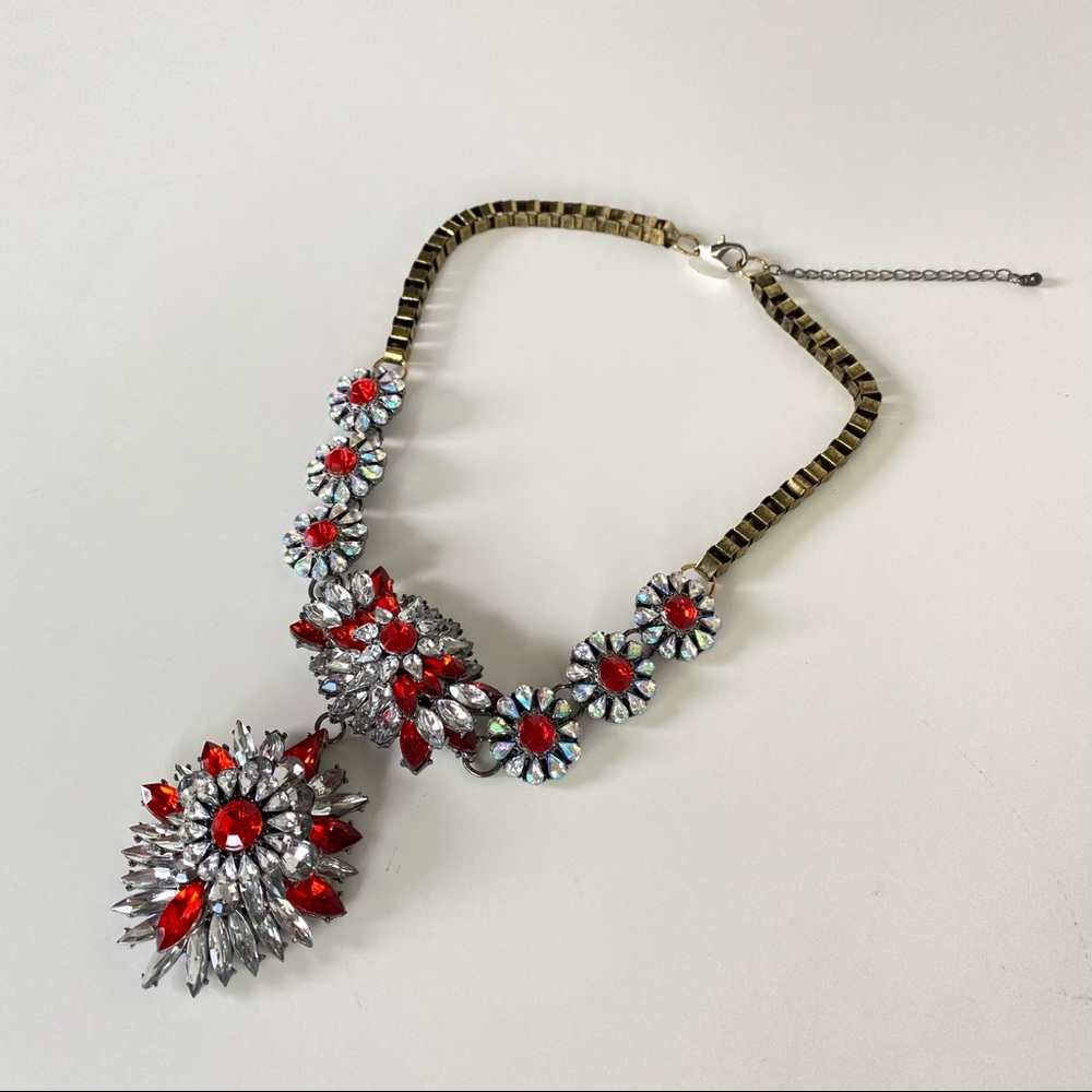 NEW Red, Silver, Bronze Chain Bold Bling Necklace